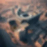 Aerial Perspective of Mashreq Global HQ Aerial view of Mashreq Global HQ showcasing its modern architecture