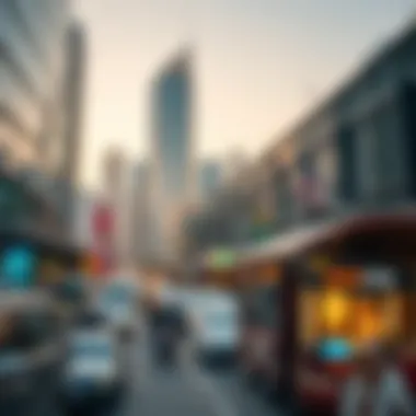 Dynamic Business Environment near Mashreq Global HQ Business district surrounding Mashreq Global HQ with bustling activity