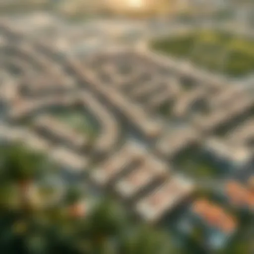 Community Layout of Camelia Aerial view of Camelia in Arabian Ranches 2 showcasing the community layout