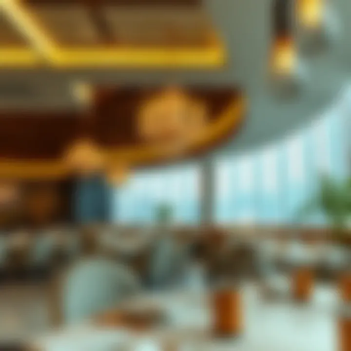 Elegant restaurant interior with ambient lighting