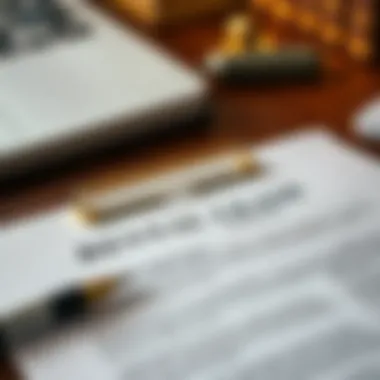 Close-up of a rental lease agreement on a desk