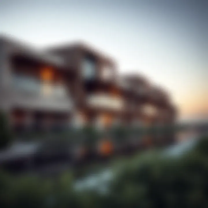 A panoramic view of Gate Village showcasing modern architecture