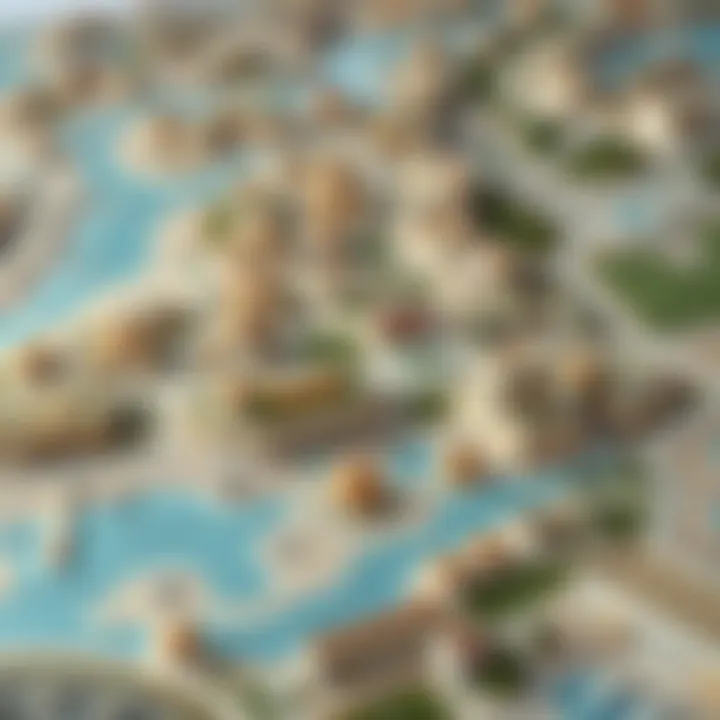 Map highlighting key oasis neighborhoods in Dubai