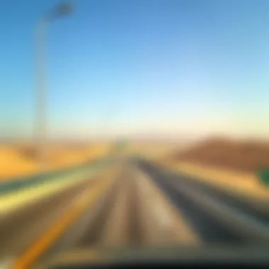 Scenic view of the highway between Abu Dhabi and Dubai