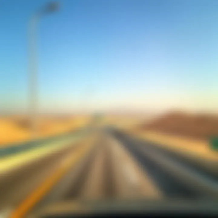 Scenic view of the highway between Abu Dhabi and Dubai