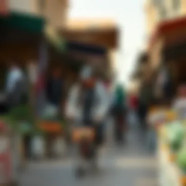 Community Life in Dubai A vibrant community market in a popular Dubai neighborhood