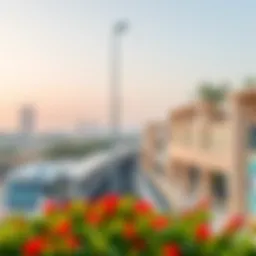 A panoramic view of Al Quoz showcasing the metro station.