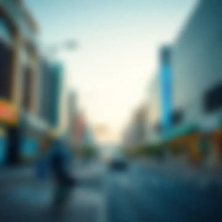 Vibrant Street Scene Near Al Quoz Metro A vibrant street scene near a metro station in Al Quoz.