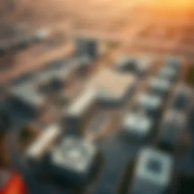 Aerial view of Motor City showcasing its layout