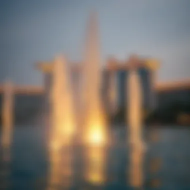 Close-up of the water display at Palm Jumeirah Fountain