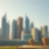 Modern skyline of Dubai showcasing landmark buildings