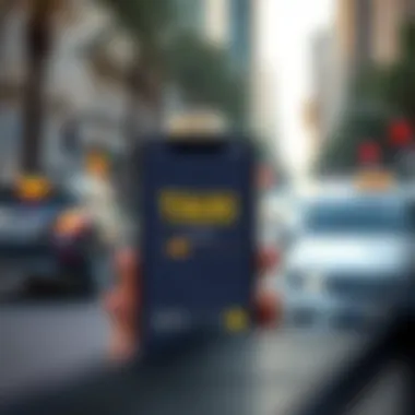 Taxi App Interface A modern taxi app interface on a smartphone