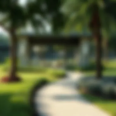 Well-maintained park within The Greens featuring lush greenery and walking paths