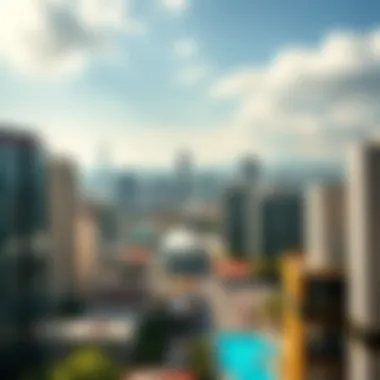 Urban Landscape of Globalization A panoramic view of a bustling cityscape reflecting globalization