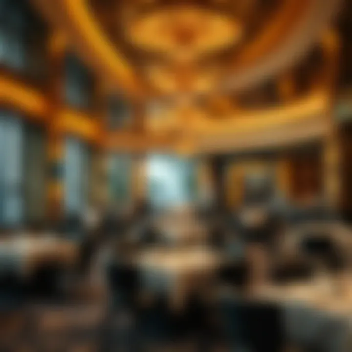 Luxurious restaurant interior featuring opulent decor and ambiance