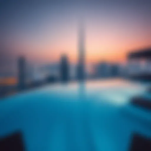 Luxurious infinity pool overlooking Dubai skyline