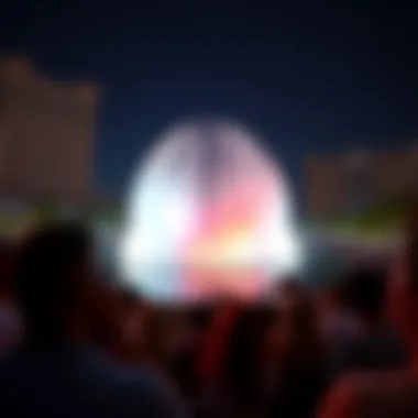 Audience Reveling in the Palm Fountain Show Crowd enjoying the Palm Fountain performance with vibrant colors