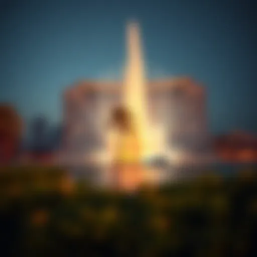 Majestic view of the Palm Fountain illuminated at night