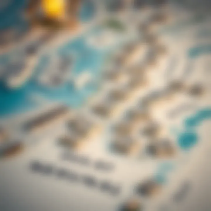 Map showcasing different neighborhoods in Dubai