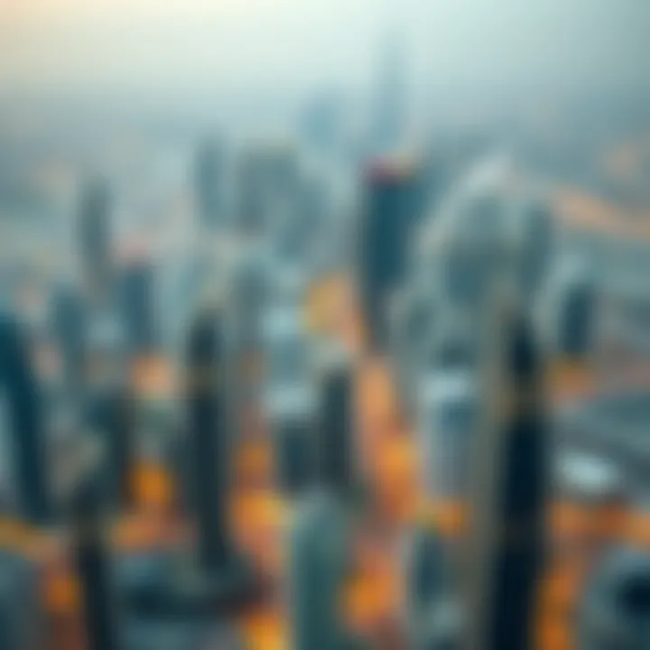 Overview of Dubai city skyline highlighting residential areas