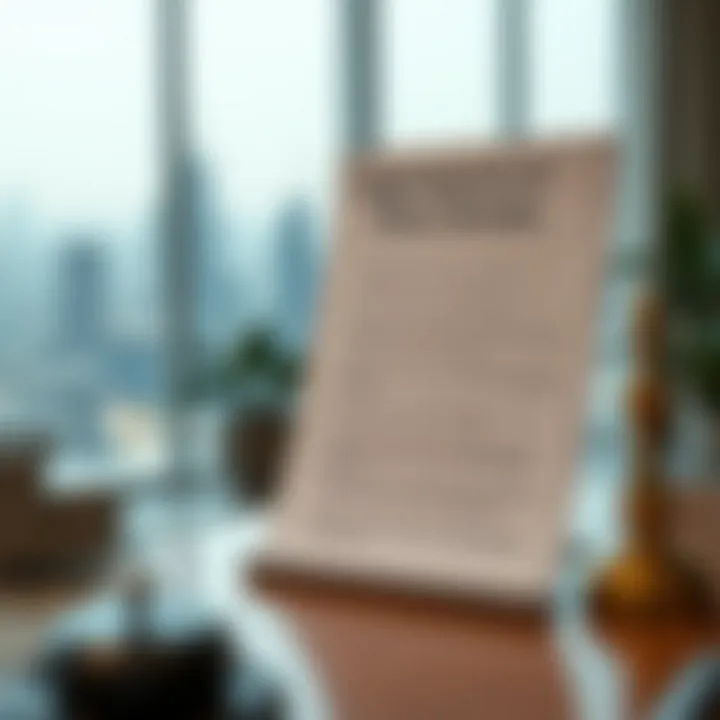 Legal Aspects of Room Rentals in Dubai Document depicting legal requirements for room rentals in Dubai