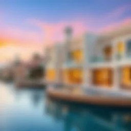 Scenic view of Palm Jumeirah properties with luxurious villas