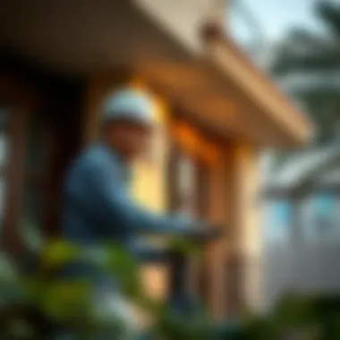 Technician conducting routine maintenance on property