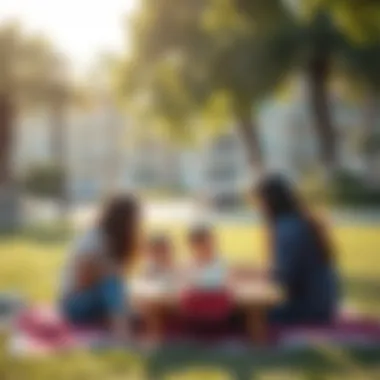 Family enjoying a picnic at Wasl Green Park