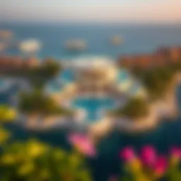 Aerial view of Zuha Island showcasing its architectural beauty